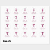 Eenvoudige rode Caduceus RN Afstuderen Dank u Ronde Sticker (Vel)