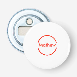 Eenvoudige rode cirkel Voeg jouw naam letter tekst Button Flesopener