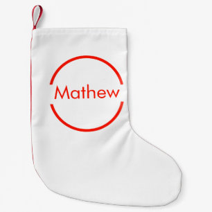 Eenvoudige rode cirkel Voeg jouw naam letter tekst Kleine Kerstsok