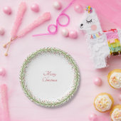 Eenvoudige rode en groene krans Kerstmis Papieren Bordje (Feest)