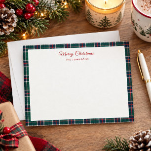 Eenvoudige rode en groene Schotse randen kerst Bedankkaart