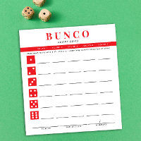 Eenvoudige rode en witte Bunco Score Kaart