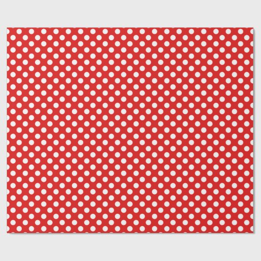 Eenvoudige Rode en Witte Polka Dots Kerstmis Cadeaupapier (Vlak)