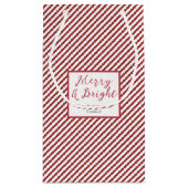 Eenvoudige rode en witte strepen vrolijk en helder klein cadeauzakje (Achterkant)