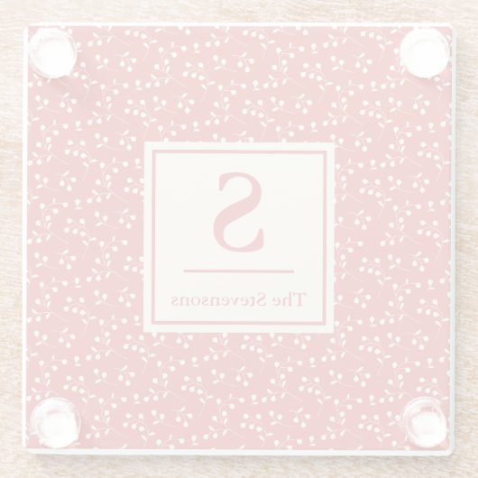 Eenvoudige rode flacon monogram naam glazen onderzetter (Achterkant)