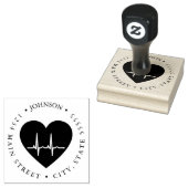 Eenvoudige Rode Hart EKG Hartmonitor Retourlabel Rubberstempel (Gestempeld)