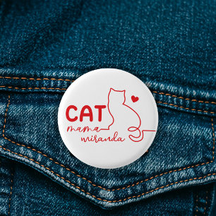 Eenvoudige Rode Hart Kat Moeder Moederdag Ronde Button 3,2 Cm
