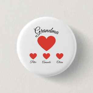 Eenvoudige rode harten oma kleinkinderen ronde button 3,2 cm