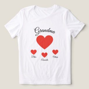 Eenvoudige rode harten oma kleinkinderen Tri-Blend shirt
