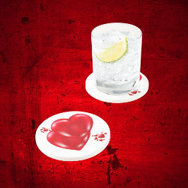 Eenvoudige Rode Harten op Witte Gelukkige Valentij Zandsteen Onderzetter