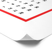 Eenvoudige Rode Kalender 2025 Poster (Hoek)