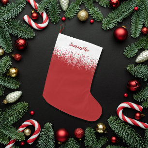 Eenvoudige Rode Kerstsnowflake Ombre Grote Kerstsok