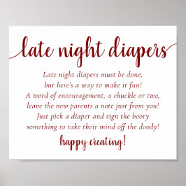 Eenvoudige rode late night luiers | Snoep Apple Sh Poster