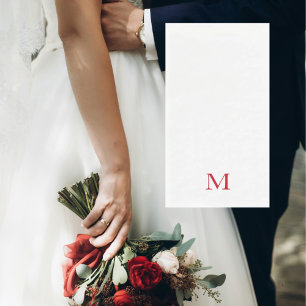 Eenvoudige rode monogram bruiloft servet