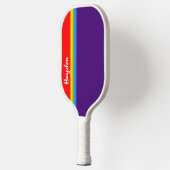 Eenvoudige rode paarse regenboog, aangepaste naam pickleball paddle (Links)