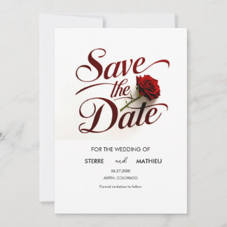 Eenvoudige rode roos bruiloft save the date