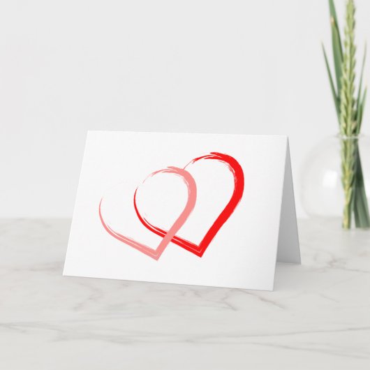 Eenvoudige Rode Roze Heart Valentijn Dag Elegant Feestdagen Kaart (Voorkant)