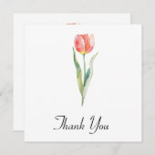 Eenvoudige rode roze tulp Waterverf Bedankkaart (Voorkant / Achterkant)
