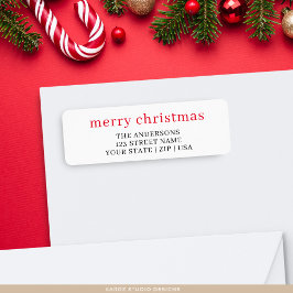 Eenvoudige Rode Typografie Kerst Retouradres Etiket
