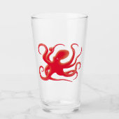Eenvoudige rode vectorkunst octopus Silhouette Glas (Voorkant)