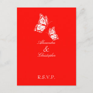 Eenvoudige rode vlinder RSVP Uitnodiging Briefkaart