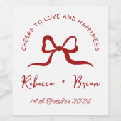 Eenvoudige Rode & Witte Hand Getrokken Bow Schets  Wijn Etiket (Enkel label)