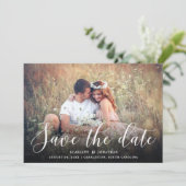 Eenvoudige Romance Elegant Typografie Foto | wit Save The Date (Staand voorkant)