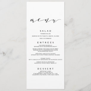 Eenvoudige Romance kalligrafie bruiloft menu