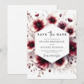 Eenvoudige romantische Bourgondische bruiloft Save The Date (Voorkant / Achterkant)