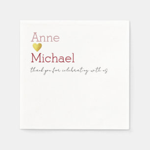 Eenvoudige romantische bruiloft servetten met naam