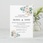 Eenvoudige Romantische Floral Wedding Kaart (Staand voorkant)