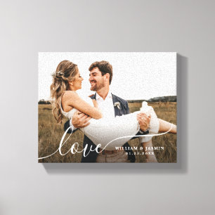 Eenvoudige romantische foto liefde kalligrafie scr canvas afdruk