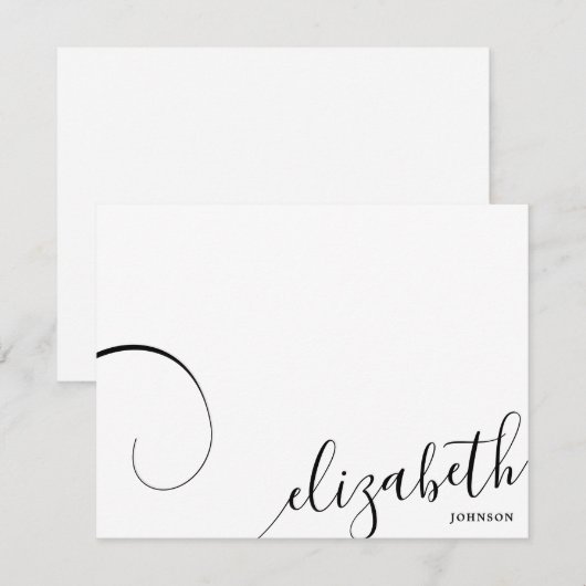 Eenvoudige Romantische kalligrafie zwart-wit Notitiekaartje (Voorkant / Achterkant)