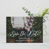 Eenvoudige Romantische Script Starry Photo Save th The Date (Staand voorkant)