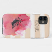 Eenvoudige Romantische Stripes Floral Case-Mate iPhone Case (Achterkant (horizontaal))