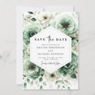 Eenvoudige romantische typografie Sage Green Weddi Save The Date