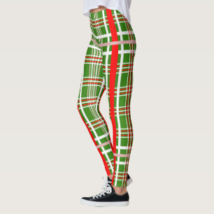 Eenvoudige Rood en Witte PLAID op Uw Kleur Leggings