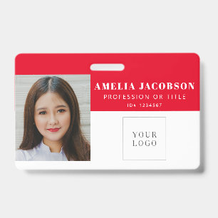 Eenvoudige Rood Witte Personeelsfoto ID Logo Stree Badge