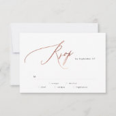 Eenvoudige Roos Gold Calligraphy Weddenschap RSVP- RSVP Kaartje (Voorkant)