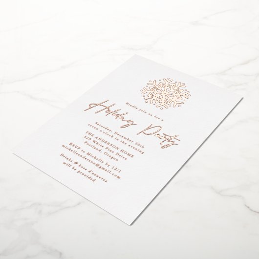 Eenvoudige Roos Gold Snowflake-feestdag Folie Uitnodiging (Gedraaid)