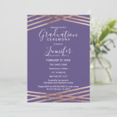 Eenvoudige Roos Gold Violet Afstuderen Ceremonie Kaart (Staand voorkant)