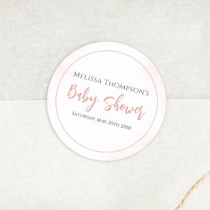 Eenvoudige roze Baby shower minimalistische kallig Ronde Sticker