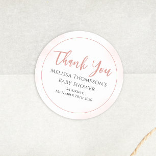 Eenvoudige roze Baby shower minimalistische kallig Ronde Sticker