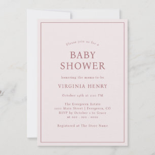 Eenvoudige Roze Baby Shower Uitnodiging