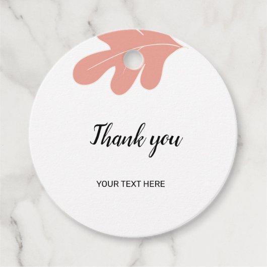 Eenvoudige roze bladeren dank u cadeau labels (Voorkant)