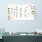 Eenvoudige Roze Bloemen Bijbel Verse Bruiloft Spandoek (Beurs)