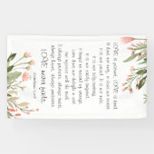 Eenvoudige Roze Bloemen Bijbel Verse Bruiloft Spandoek (Horizontaal)