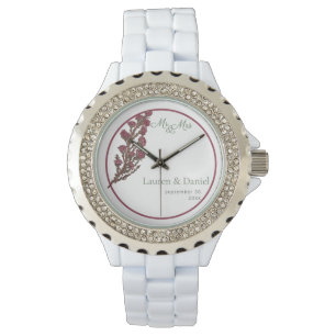 Eenvoudige roze bloemenbruiloft horloge