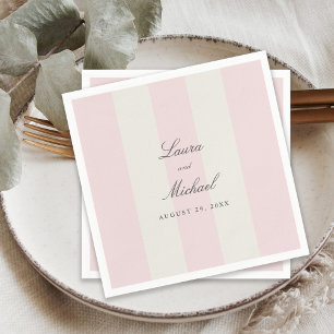 Eenvoudige Roze Blush Cabana Strepen Bruiloft Servet