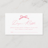Eenvoudige Roze Bow Luier Raffle Baby shower Informatiekaartje (Voorkant)
